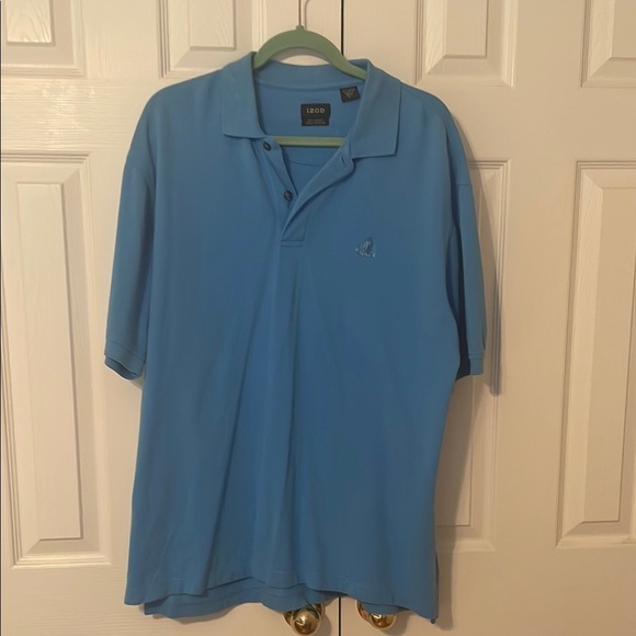 Izod Blue Polo Shirt Classic Design Silk Wash 100% Cotton L Preowned - Picture 2 of 7